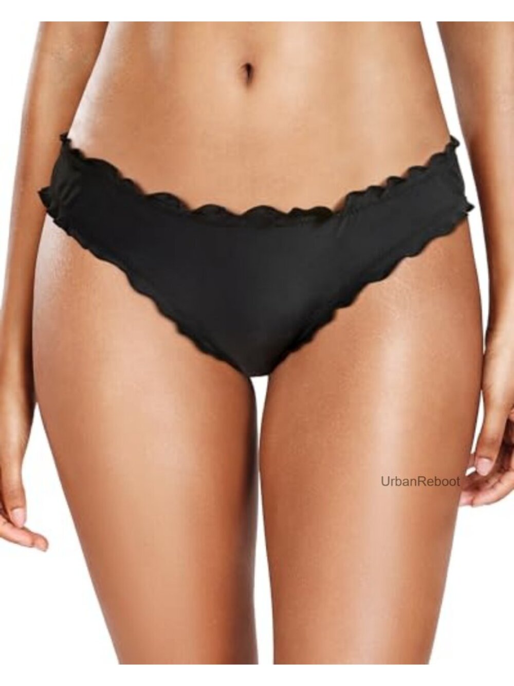 Women's Ruffle Ruched High Cut Bikini Bottom Full Coverage Swimsuit